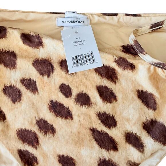 WEWOREWHAT Women's Strappy Tie Animal-Print Bikini Bottom Leopard L NWT - Picture 8 of 8